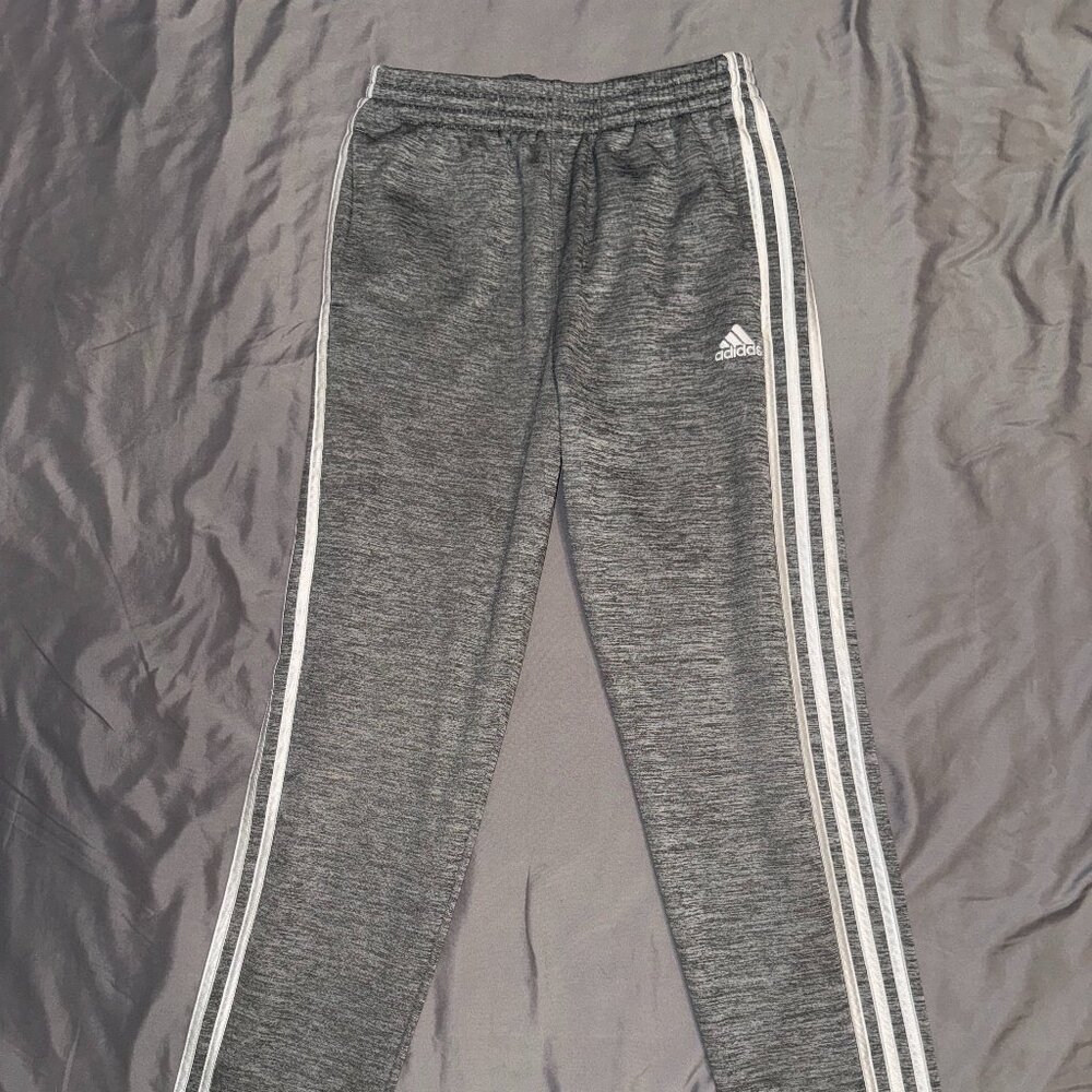 Title: Adidas Gray 3-Stripe Track Pants Boys Size 18/20 Athletic Joggers